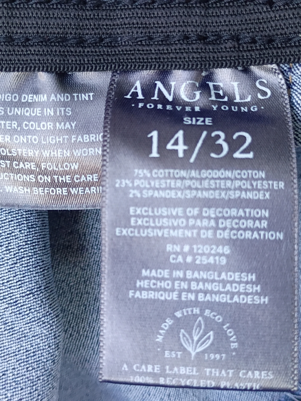 Angels Dark Blue Denim Jean Shorts - Size 14/32